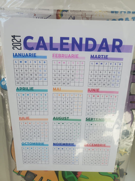 Calendar autocolant personalizat A4